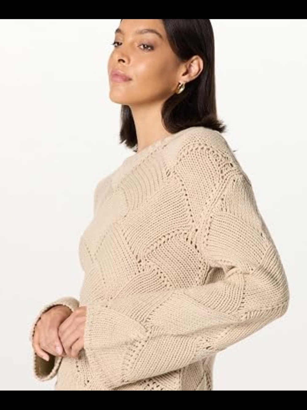 The Drop Beige Open-Knit Sweater
